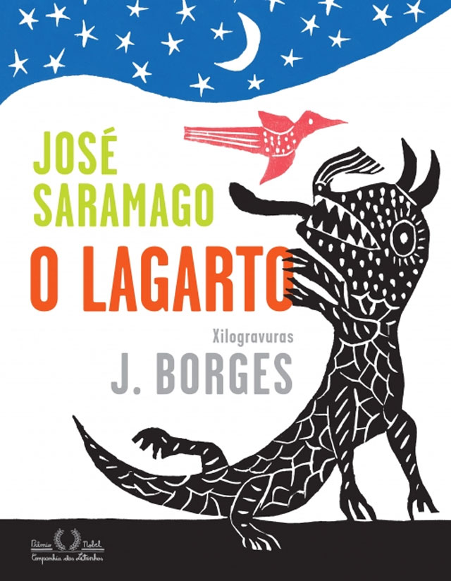 Livro O lagarto, de José Saramago e xilogravuras de J. Borges