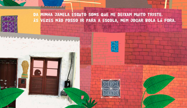 Ilustração de Da minha janela, livro infantil de Otávio Júnior pela Companhia das Letrinhas