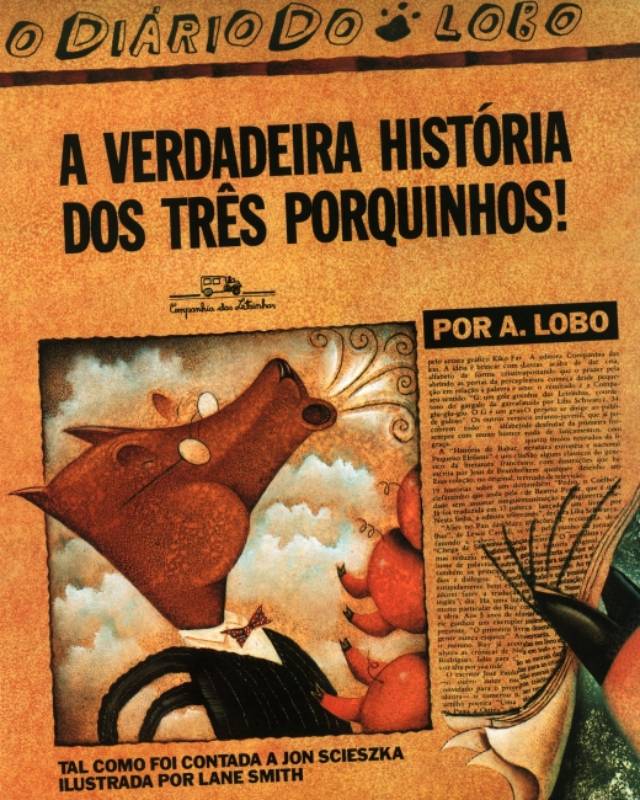 Capa do livro A verdadeira história dos três porquinhos