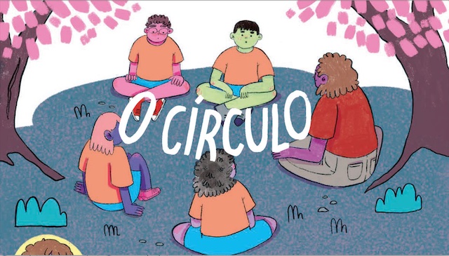 Ilustração do livro O círculo, de Carolina Nolan, sobre comunicação não-violenta na resolução de conflitos