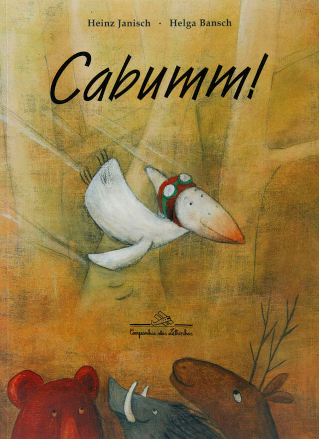 Capa do livro Cabumm!, sobre a amizade de um coelho e um passarinho