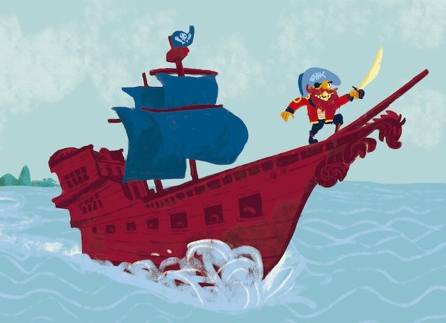 Ilustração do livro Uma carta para o pirata, de Mari Bigio, pela Coleção Canoa