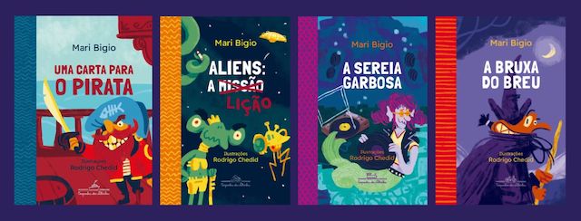 Capas dos livros de Mari Bigio e Rodrigo Chedid que inauguram a Coleção Canoa, 