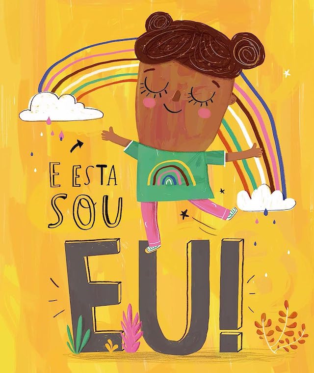 Ilustração do livro Corpo, corpinho, corpão, indicado para os bem pequenos, em que a menina descobre para que serve cada parte de seu corpo