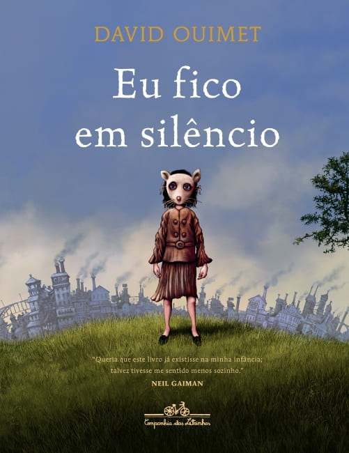 Capa do livro Eu fico em silêncio, de David Ouimet, sobre o conforto que encontramos nos livros