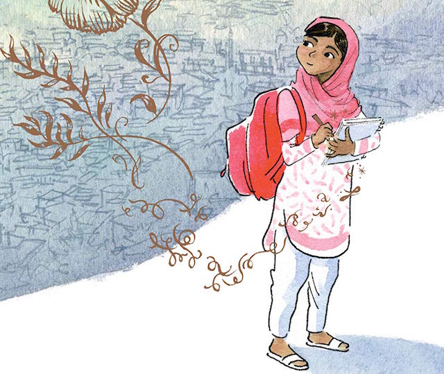 Ilustração de Malala, do livro Malala e o lápis mágico, que pode inspirar fantasias de carnaval