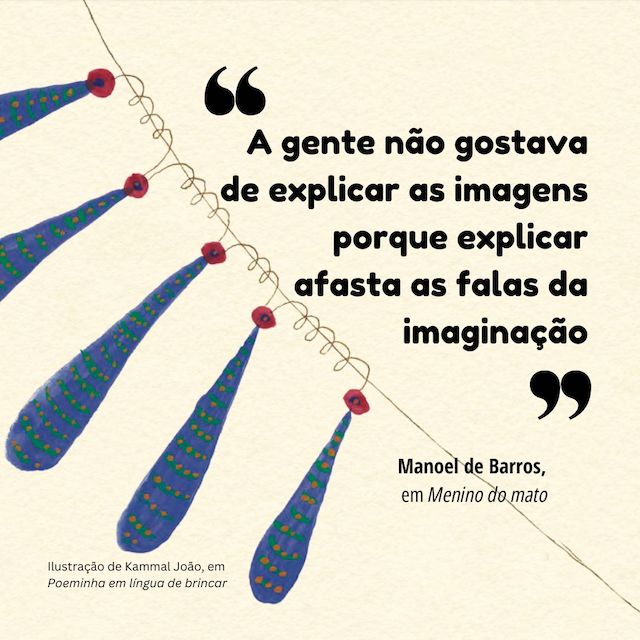 Frase de Manoel de Barros: "A gente não gostava de explicar as imagens porque  explicar afasta as falas da imaginação."