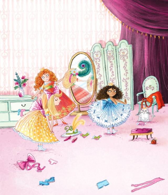 Imagem do livro A princesa e o sapato, de Caryl Hart, que mostra uma princesa moderna