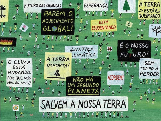 Ilustração do livro Será que a Terra sente? responde à pergunta: Será que a Terra se sente protegida?