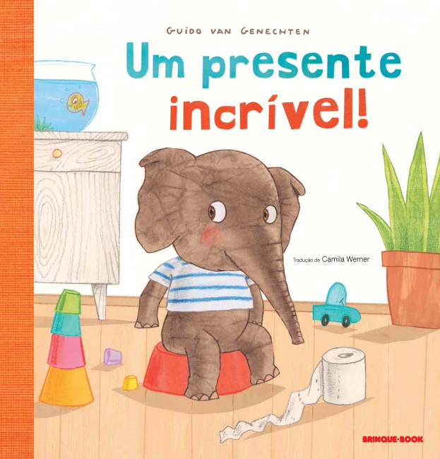 Capa do livro Um presente incrível, de Guido van Genechten, sobre como usar o penico